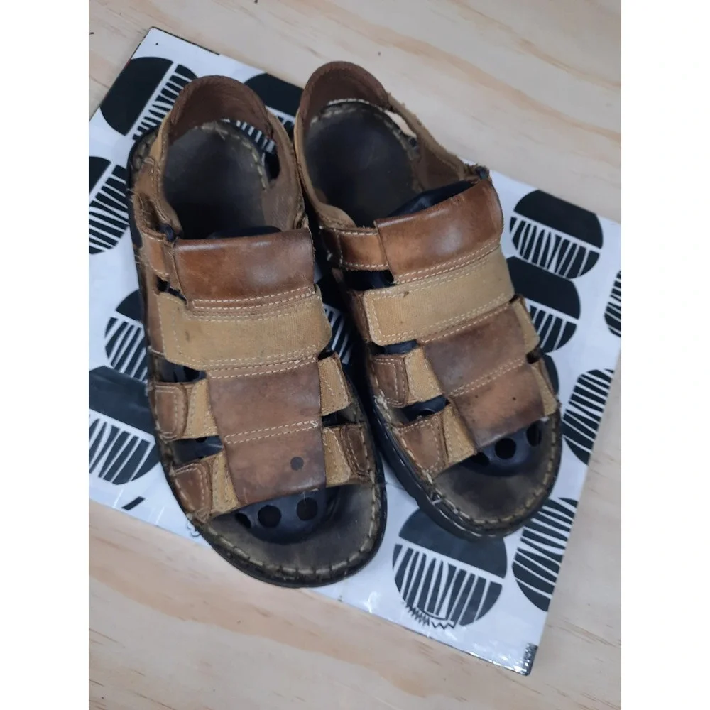 Dexter Mens Brown Leather‎ Chunky y2k 90s Sandals Rugged Outdoor Mens 6 womens 8
